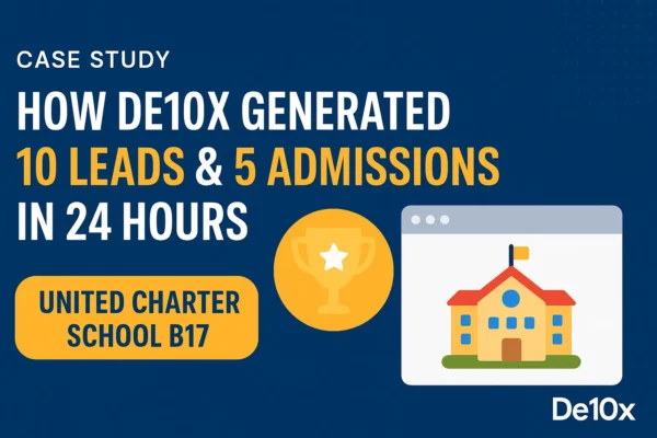 Read more about the article Case Study: How De10x Helped United Charter School B17 Generate 10 Leads and 5 Admission Inquiries Within 24 Hours